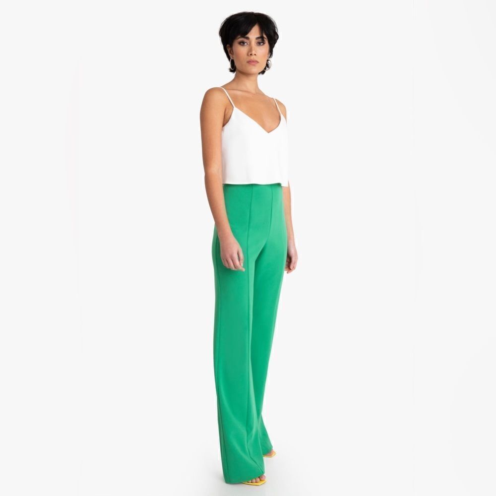 Black Halo Isabella Wide Leg Pant in Irish Green Size 2 MSRP $298 - Picture 3 of 4